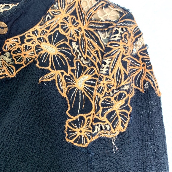 Free people black gauze thermal long sleeve top s - Picture 6 of 8